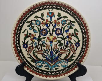 Vintage Turkish Porcelain Platter/ Turkish Wall Hanger Decor 12.5” W D87