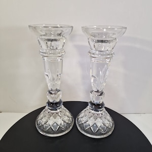 Set of 2 Bohemia Czech Republic Lead Crystal 24% PbO Hand Crafted Candle Holders, C11te