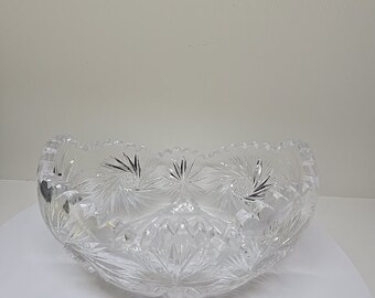 Vintage amerikanische Brilliant Cut Glass Herzstück Schüssel D30