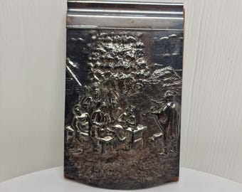 Denmark Silver Plated Repousse Desk Notepad Holder Hans Jensen Marked D50