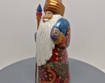 Wooden Hand Carved Santa Claus Figurine 8.5" Home Christmas Holiday Decor 1999