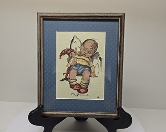 Completed & Mounted Weekenders Cross Stitch Kit M.I. Hummel Sleepy Time D46