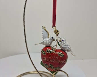 Cloisonne Heart Doves Our First Christmas Tree Ornament Couples Love Dillards