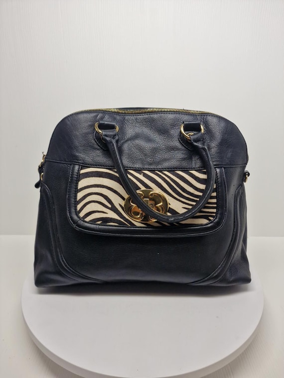 EMMA EMMA FOX Black Leather Zebra Print Calf Hair Womens Bag D86 - Etsy