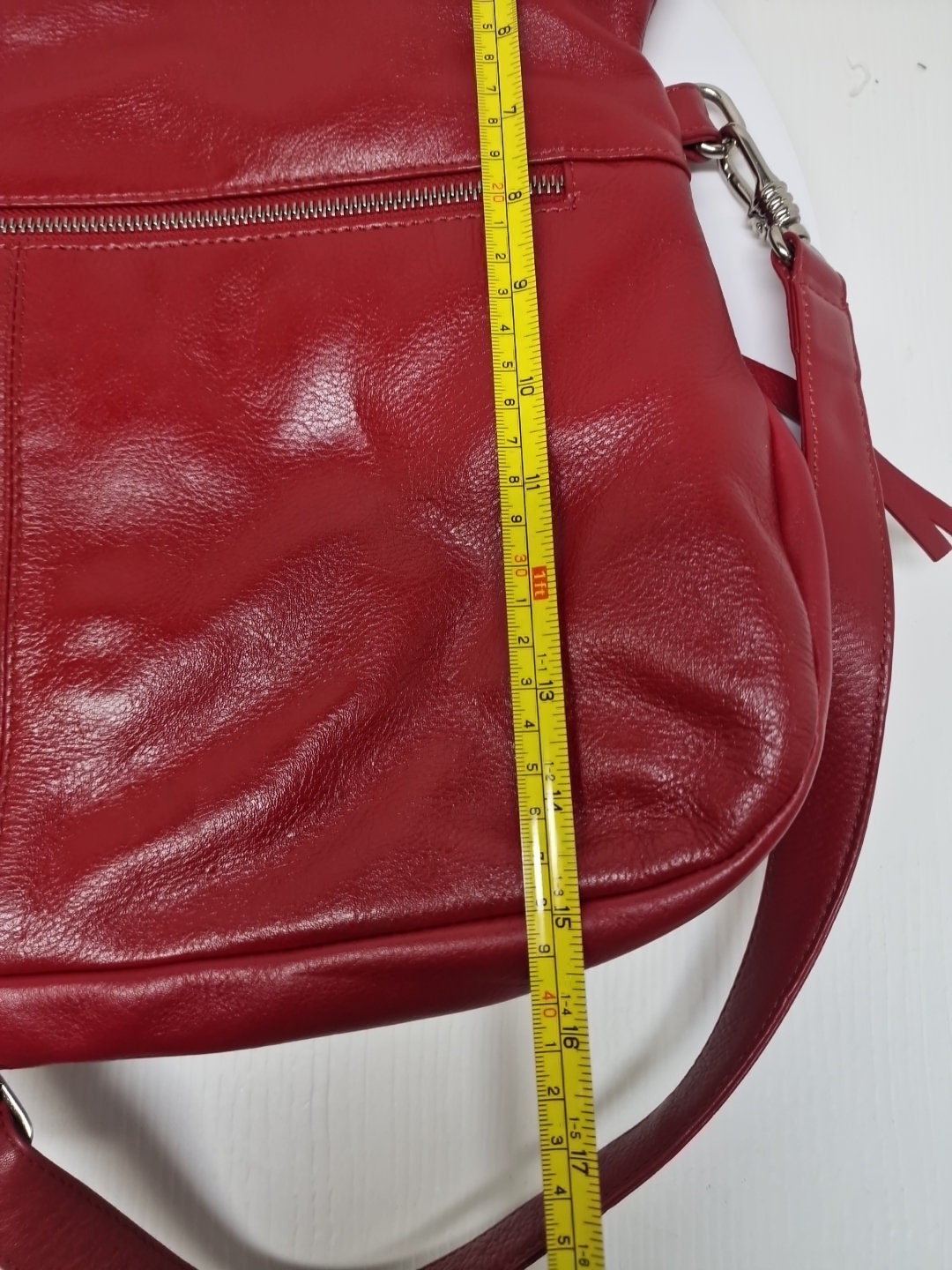 バッグ vintage leather red stitch shoulder bag Vintage ILI New York Toronto Red Genuine Leather Tote
