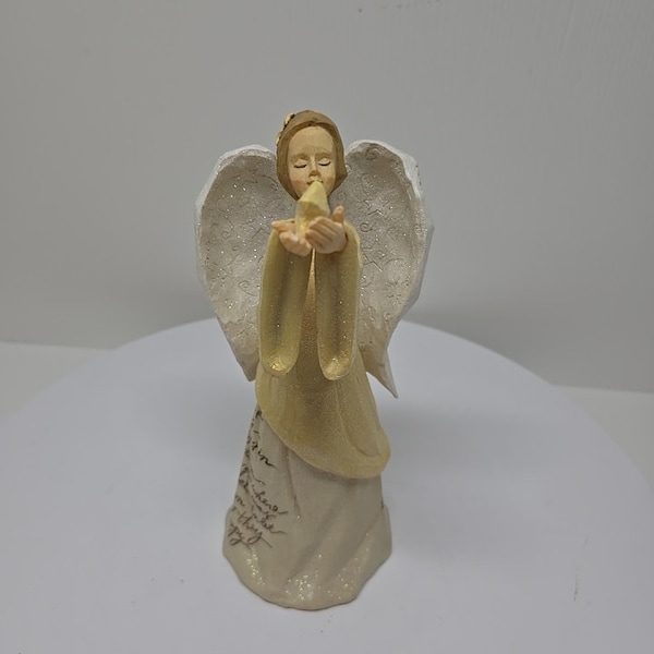 Foundations Karen Hahn Glitter Angel Figurine Enesco #109287 Eskimo Legend 9"D18