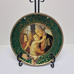 VTG Madonna & Child Round 9&quot;D Collectible Plate Religious Wall Hanging Decor D53