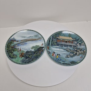 Set Of 2 Vintage Chinese IMPERIAL JINGDEZHEN Porcelain Plates 1989 Home Decor