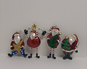 Vintage Santa Christmas Tree Ornaments Lot Of 4 Santa  Peppermint Stick D22