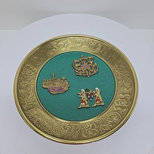 Vintage Brass / Enamel wailing wall plate, JERUSALEM, ISRAEL Wall Hanger D17