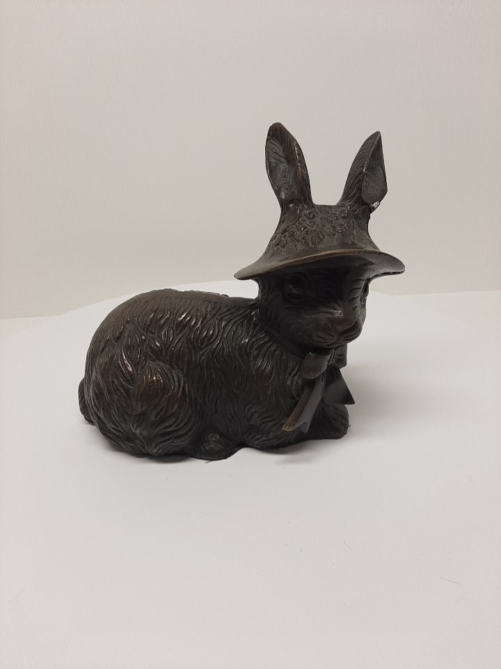 VTG ブロンズ仕上げ 真鍮製 ウサギの彫刻 ホームデコレーション