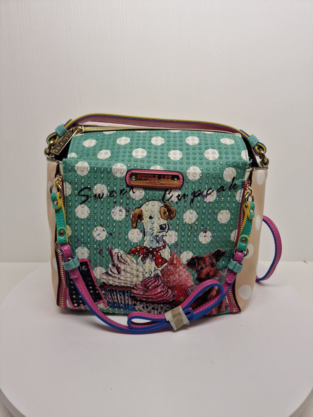 Nicole Lee Sweet Cupcake Shoulder Purse Dual Handle Dogs USA  display picture 2