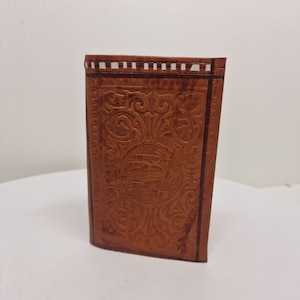 Cartera de cuero suave para mujer con herramientas a mano vintage naranja quemada 5.5"x3.5" D75