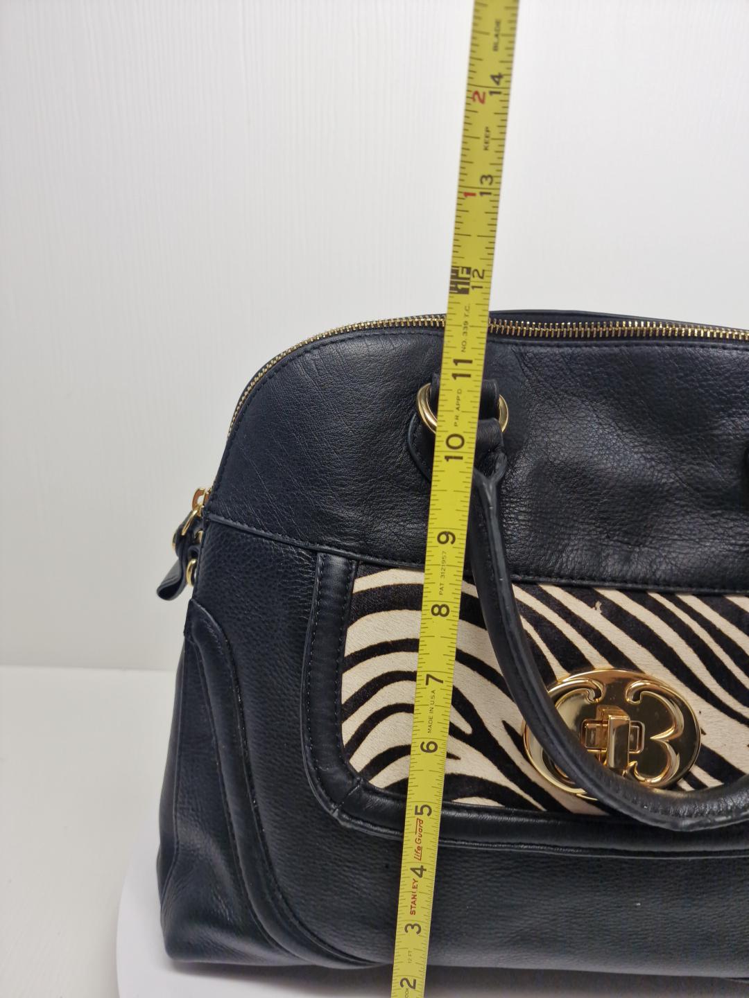 EMMA FOX Black Leather Zebra Print Calf Hair Womens Bag D86