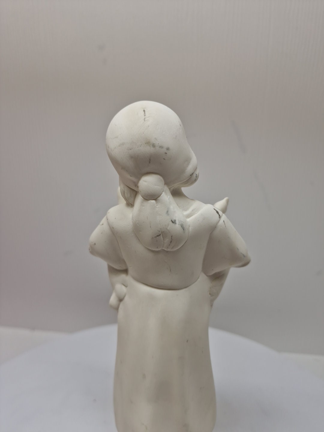Rare Sculpture 10.5''T Girl With Bird Stone Lite by Studio