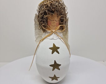 Vintage Handmade Gourd White Angel 9"H Figurine Christmas Home Decor D50