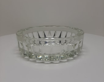 Vintage Crystal Clear Glass Bowl Candy Dish Made in Italy Tear Drop Beveled Cut