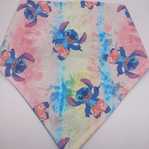Pet Bandana: Disney&#39;s Stitch colorful reversible with blue glitter fabric, super cute for dogs, puppies, cats, kittens and more!