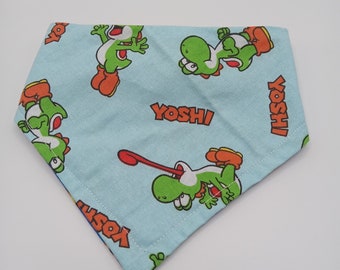 Pet Bandana Reversible: Nintendo's Super Mario World, Yoshi, Power Ups, 90s Video Game Nostalgia, for dogs, puppies, cats, kittens and more!