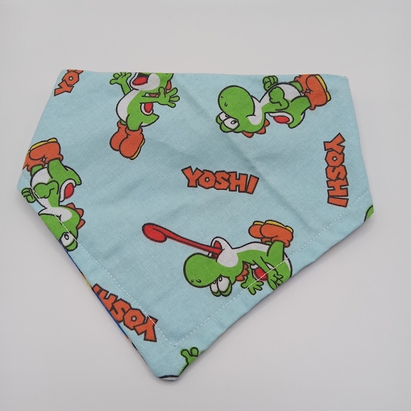 Pet Bandana Reversible: Nintendo's Super Mario World, Yoshi, Power Ups, 90s Video Game Nostalgia, for dogs, puppies, cats, kittens and more!