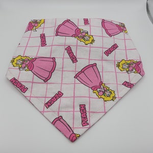 Pet Bandana: Princess Peach Reversible with Checkered Picnic Cherries bandana for dogs, puppies, cats, kittens and more!