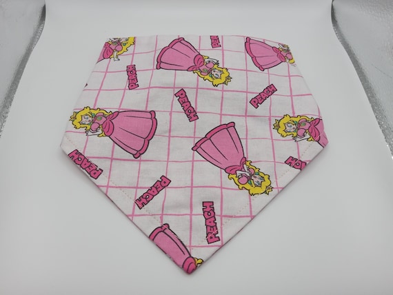 Pet Bandana: Princess Peach Reversible with Checkered Picnic Cherries bandana for dogs, puppies, cats, kittens and more!