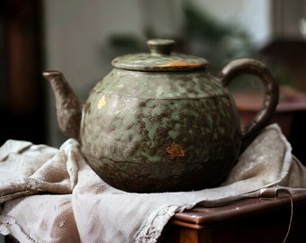 Tetera de cerámica Tetera hecha a mano Tetera de cerámica ecológica Tetera con asa Juego de té hecho a mano Utensilios de cocina hechos a mano Vasos de cerámica