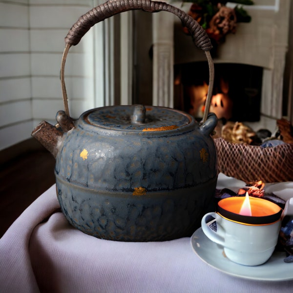 Bollitore da tè in ceramica Teiera fatta a mano Teiera ecologica in ceramica con manico Set da tè fatto a mano Utensili da cucina fatti a mano Bicchieri in ceramica