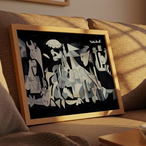 A 30&quot;x20&quot; Guernica Framed Print Template,Classic Wall Art for Home and Office, Vintage Art, Comic Lovers, Gallery Wall,  Pablo Picasso Print