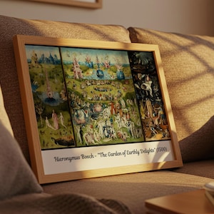A 30&quot;x20&quot; The Garden of Earthly Delights Framed Print,Classic Wall Art for Home and Office, Vintage Art,Gallery Wall, Hieronymus Bosch Print