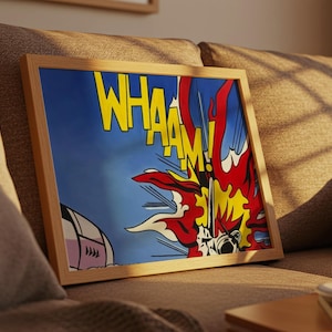 Whaam! Horizontal Framed Print Template, Classic Wall Art for Home Office Decor, Vintage Art, Roy Lichtenstein Print