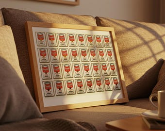 Framed Campbell's Soup Cans Print: Andy Warhol Pop Art, 30"x20"