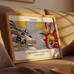 A 30&quot;x20&quot; Whaam! (1963) Framed Template, Classic Wall Art for Home and Office,Vintage Art,Comic Lovers, Gallery Wall, Roy Lichtenstein Print