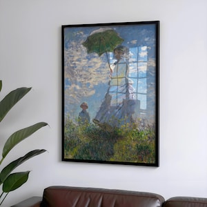 Woman with a Parasol Framed Print Template, Classic Wall Art for Home or Office Decor, Vintage Art, Wall Art Decor, Claude Monet Print