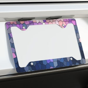 Stained Glass License Plate Frame // Retro Vibrant 70s Glossy Finish // Nostalgic Vanity Plate // Perfect Gift for Someone Groovy!