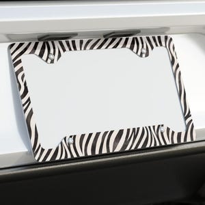 Zebra Animal Print License Plate Frame, Minimalist Classy Watercolor Style, SUPER SLIM ALUMINUM, Bff Bestie Gift