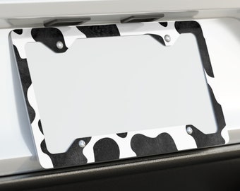 Cow Print Metal License Plate Frame