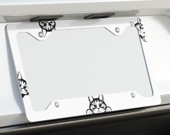 Cats Peeking License Plate Frame, Lightweight Aluminum, Glossy Finish, Kitty Kitten Vanity Plate, Cat Mom Dad, Perfect Gift Cute Kawaii