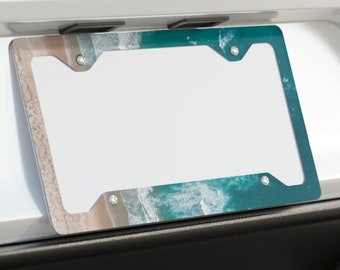 Beach Ocean Waves Metall-Nummernschild-Rahmen, SUPER SLIM ALUMINIUM, Drive in Style!