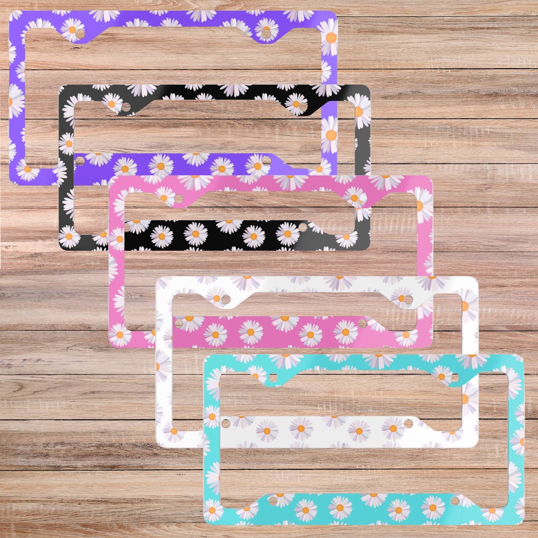 Daisies Metal License Plate Frame // Cute Floral Vanity Plate Holder // the Perfect Gift to