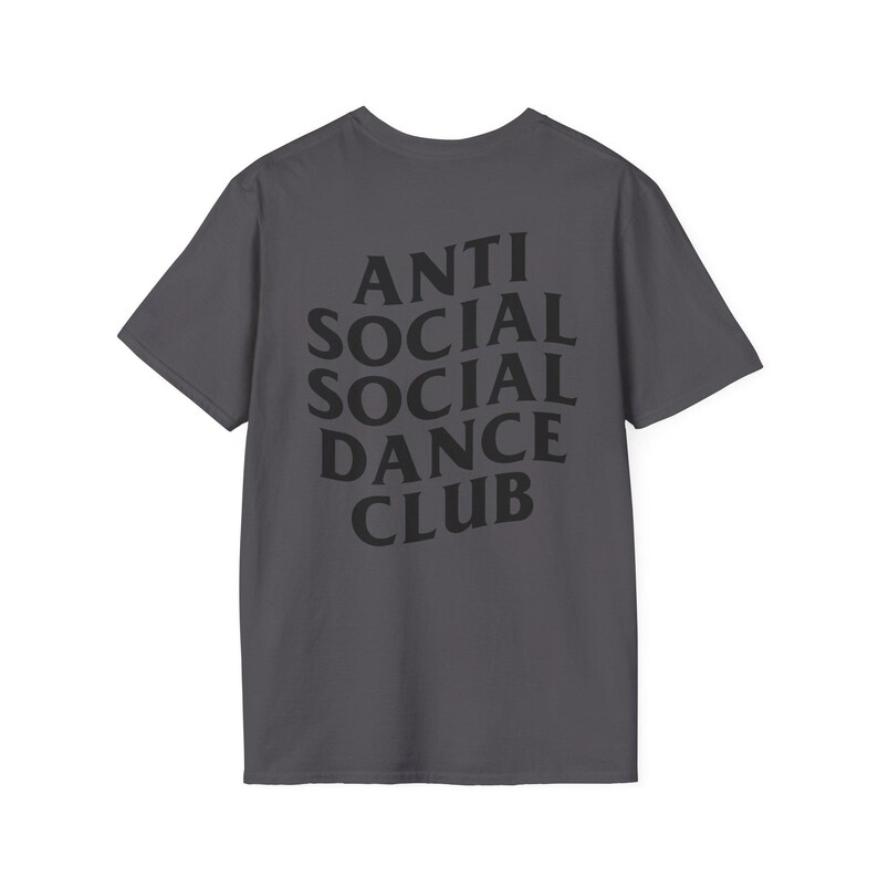 Unisex Antisocial Social Social Dance Club Shirt, Anti-Social Gift, WCS, West Coast Swing, Lindy Hop, Country, Funny T-Shirt, Event Comp Top Charcoal