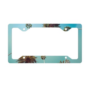 Palm Trees License Plate Frame, Vintage Retro Vibes Nostalgic California, Beautiful Vibrant Glossy Finish, Perfect Gift SUPER SLIM ALUMINUM Bild 2