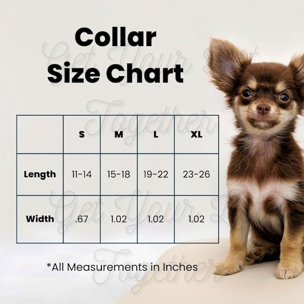 Dog Collar Size Chart, Digital Download, Printify Generic Pet Collar Guide JPEG