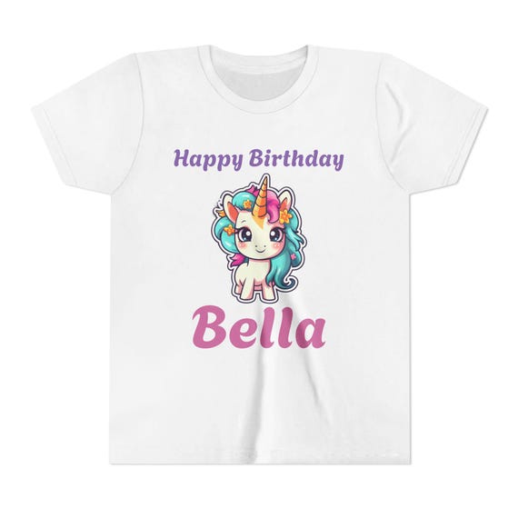 PERSONALIZADO! Seu nome Unicórnio Aniversário Tee para crianças