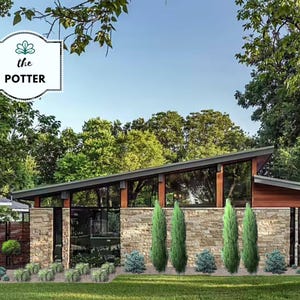 The Potter - Mid-Century Modern Front Yard Design | Minimalist Landscape Plan Zones 5-8 | DIY Garden
