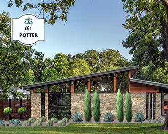 The Potter - Mid-Century Modern Front Yard Design | Minimalist Landscape Plan Zones 5-8 | DIY Garden