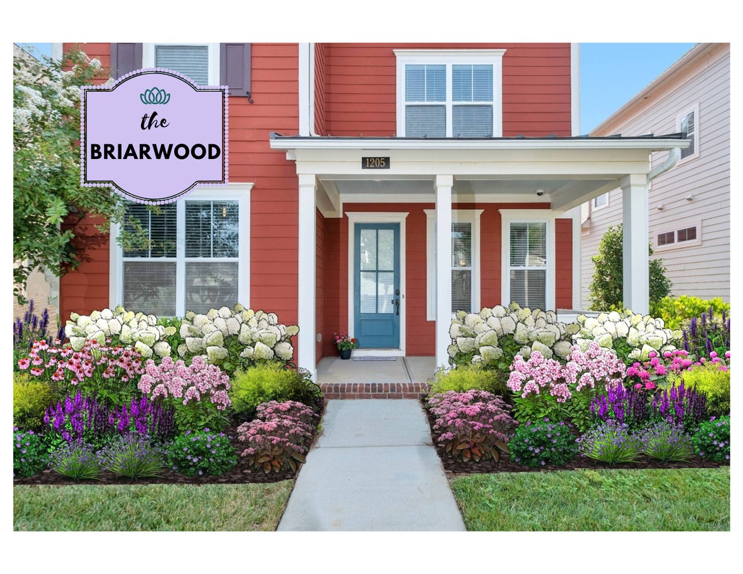 The Briarwood Cottage Garden Landscape Design Front Beds Zones 5 Zone 6 Zone 7 Zone 8 Etsy