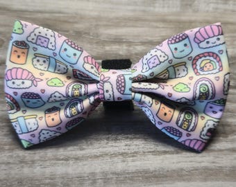 Sushi Date Night Print Dog Bow Tie: Boy Dog Puppy Accessory (4.5" x 3.75")