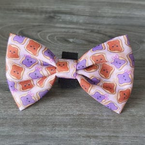 Peanut Butter Jelly Print Dog Bow Tie: Puppy Collar Accessory (4.5" x 3.75")