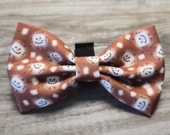 Snowmelt Cocoa Print Dog Bow Tie: Boy Dog Puppy Accessory (4.5" x 3.75")